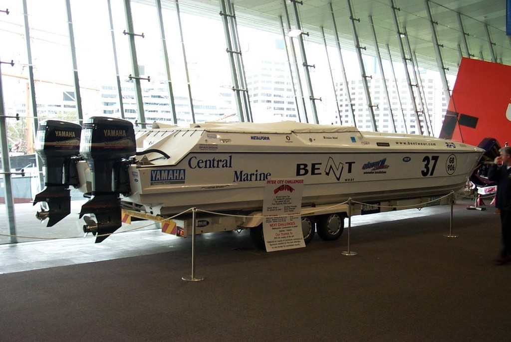 &rsquo;Bent&rsquo; on display at a Melbourne Boat Show prior to its Bass Strait marathon. - inter-city &copy; Gunther Pfrengle